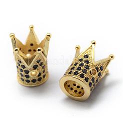 Rack Plating Brass Cubic Zirconia Beads&nbsp;ZIRC-S034-01G