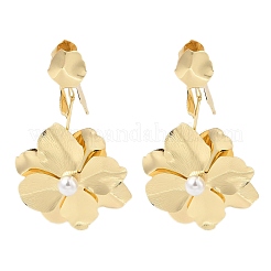 Flower Iron Dangle Stud Earrings&nbsp;EJEW-L096-006G