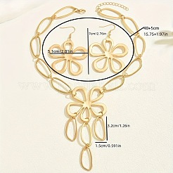 Alloy Hollow Flower Pendant Necklaces & Dangle Earrings Sets&nbsp;FS-WG0DA6E-01