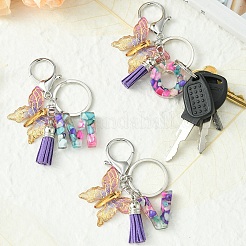 Letter & Butterfly Transparent Epoxy Resin Keychains&nbsp;KEYC-YW00001