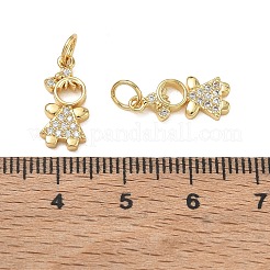 Brass Micro Pave Clear Cubic Zirconia Pendants&nbsp;CU-CBA9AFC-01G-32
