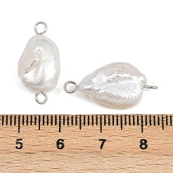 Natural Freshwater Pearl Keshi Pearl Nuggets Connector Charms&nbsp;STAS-D378-16P