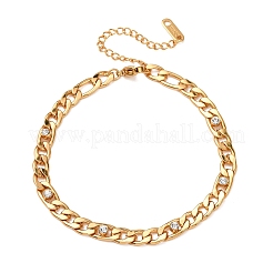 304 Stainless Steel Rhinestone Curb Link Chain Bracelets for Women&nbsp;BJEW-L721-01G