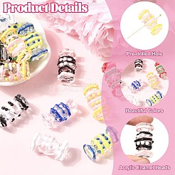 28Pcs 7 Colors Transparent Acrylic Enamel Beads&nbsp;OACR-CJ0002-85