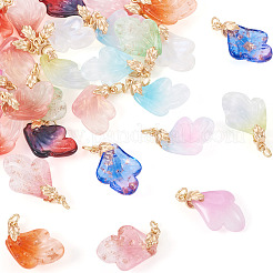 28Pcs 14 Colors Leaf Shape Handmade Lampwork Pendants&nbsp;PALLOY-TA00160