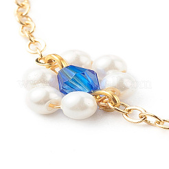 Shell Pearl & Acrylic Beads Flower Link Bracelets&nbsp;X1-BJEW-TA00003-03