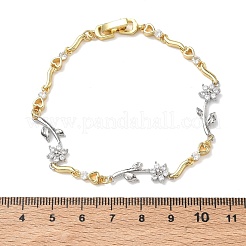 Brass Micro Pave Cubic Zirconia Link Chain Bracelets for Women&nbsp;BJEW-C156-04B-05GP
