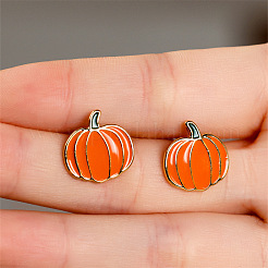 Pumpkin Alloy Enamel Stud Earrings&nbsp;FS-WG288E2-01