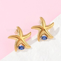 Starfish 304 Stainless Steel Pave Cubic Zirconia Stud Earrings&nbsp;EJEW-Z110-02G
