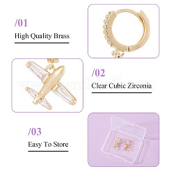 1Pair Brass Clear Cubic Zirconia Airplane Hoop Earrings&nbsp;EJEW-TA0008-60