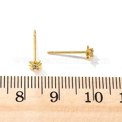 Star Brass Micro Pave Clear Cubic Zirconin Stud Earrings&nbsp;EJEW-D318-08G