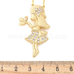 Brass Micro Pave Clear Cubic Zirconia Pendant Necklaces&nbsp;NJEW-M084-01G-02