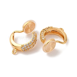 Brass Micro Pave Clear Cubic Zirconia Clip-on Earring Findings&nbsp;KK-K382-35G