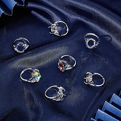 8Pcs Brass Adjustable Solitaire Ring Components&nbsp;KK-SC0003-95