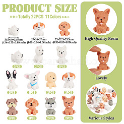 22Pcs 11 Styles Resin Dog Miniature Model&nbsp;DJEW-TA0001-30