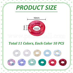 110Pcs 11 Colors Lampwork European Beads&nbsp;LAMP-GA0001-19