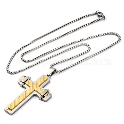201 Stainless Steel Cross Pendant Necklaces&nbsp;NJEW-S007-20A-GP