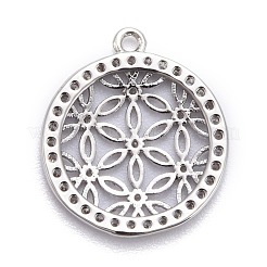Brass Micro Pave Clear Cubic Zirconia Pendants&nbsp;ZIRC-A018-05P-RS