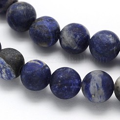 Frosted Round Natural Orange Sodalite Beads Strands&nbsp;G-N0166-63-8mm