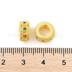 Brass Micro Pave Cubic Zirconia Rondelle European Beads&nbsp;KK-P297-04C-G
