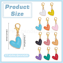 44Pcs 11 Styles Heart Zinc Alloy Enamel Pendant Decorations&nbsp;HJEW-ME00062