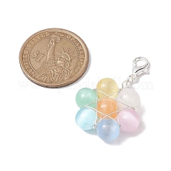 Flower Wire Wrapped Natural Selenite Beads Pendant Decoration&nbsp;HJEW-TA00222