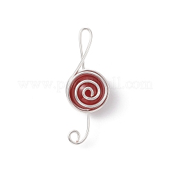 4Pcs 4 Styles Natural Amethyst & Carnelian & Green Aventurine & Rose Quartz Round Copper Wire Wrapped Pendants&nbsp;PALLOY-TA00248-02