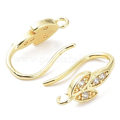 Brass Micro Pave Clear Cubic Zirconia Earring Hooks&nbsp;KK-R149-19G