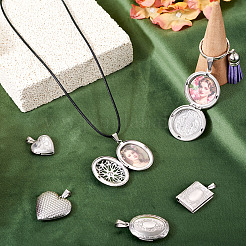 6Pcs 6 Styles 316 Stainless Steel Locket Pendants&nbsp;STAS-TA0003-24