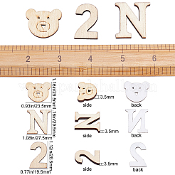 Pine Wood Alphabet Cabochons&nbsp;WOOD-GF0001-22