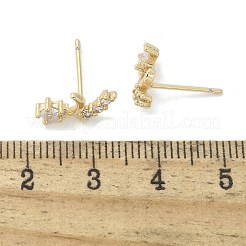 Brass Clear Cubic Zirconia Stud Earrings&nbsp;EJEW-Q014-11G
