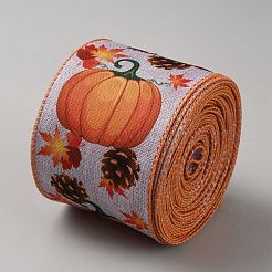 Thanksgiving Day Polyester Printed Pumpkin Ribbons&nbsp;SRIB-WH20020-001B