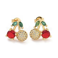 Brass Cubic Zirconia Stud Earrings&nbsp;EJEW-Q017-03B-G