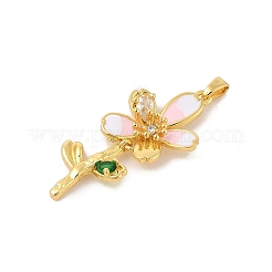 Brass Micro Pave Cubic Zirconia Pendants&nbsp;KK-R100-03G