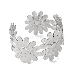 Flower 304 Stainless Steel Bangles for Women&nbsp;BJEW-B104-08P