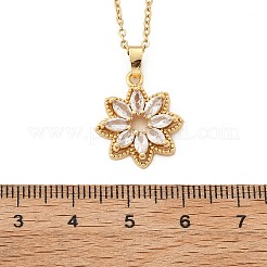 Brass Micro Pave Clear Cubic Zirconia Flower Pendant Neckalces for Women&nbsp;NJEW-S448-05G
