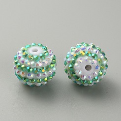 Stripe Pattern Resin Rhinestone Beads&nbsp;RESI-WH0034-20E