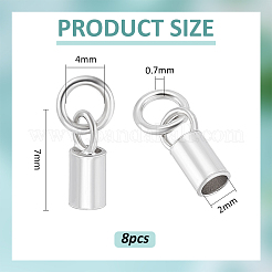 8Pcs Rhodium Plated Sterling Silver Cord Ends&nbsp;FIND-BC0014-09B