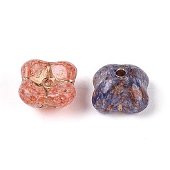Picasso Baking Paint & Golden Metal Enlaced Glass Beads&nbsp;DGLA-T004-66M