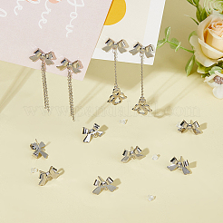 20Pcs Brass Bowknot Stud Earring Findings&nbsp;KK-FH0007-23