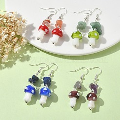 4 Pairs 4 Style Allloy Mushroom Dangle Earrings&nbsp;EJEW-TA00309