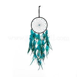 Iron Woven Web/Net with Feather Pendant Decorations&nbsp;AJEW-B017-04