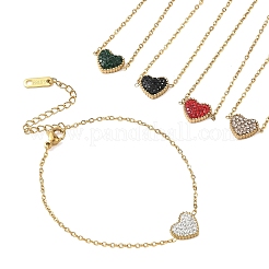 Valentine's Day 304 Stainless Steel Rhinestone Heart Link Bracelets&nbsp;SA-CBA5F76-04G