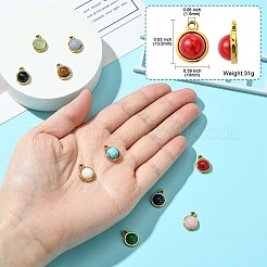10Pcs 10 Styles Mixed Gemstone Half Round Charms&nbsp;G-CJ0001-81