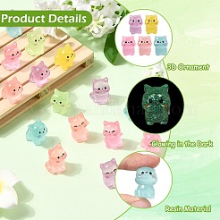 72Pcs 3 Styles Cat Theme Luminous Resin Sculpture Display Decorations&nbsp;DJEW-CJ0001-39