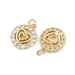 Brass Micro Pave Clear Cubic Zirconia Pendants&nbsp;ZIRC-I367-14G-07