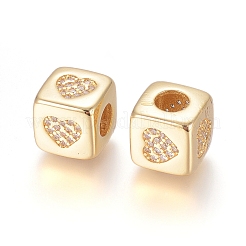 Brass Micro Pave Cubic Zirconia European Beads&nbsp;ZIRC-G162-14G-03