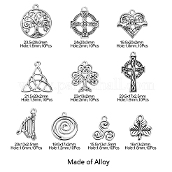 100Pcs 10 Styles Irish Tibetan Style Alloy Pendants&nbsp;TIBEP-CJ0002-10