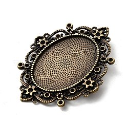 Tibetan Style Alloy Rhinestone & Oval Tray Cabochon Settings&nbsp;TIBEP-5436-AB-LF