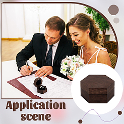 Hexagon Shaped Wooden Couple Ring Boxes with Magnetic Hinged Lid&nbsp;AJEW-WH0695-028